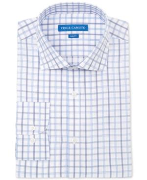 Vince Camuto Slim-fit Blue And White Check Dress Shirt