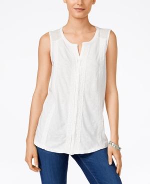 Style & Co. Swiss-dot Button-front Top, Only At Macy's