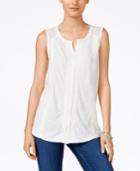 Style & Co. Swiss-dot Button-front Top, Only At Macy's