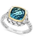 Effy Blue Topaz Statement Ring (4-3/4 Ct. T.w.) Ring In Sterling Silver & 18k Gold