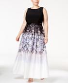 Betsy & Adam Plus Size Illusion 2-pc. Printed Gown