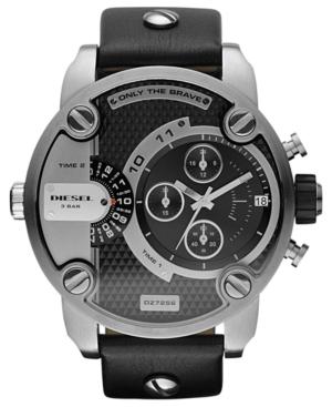 Diesel Watch, Chronograph Black Leather Strap 51mm Dz7256