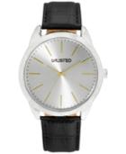 Unlisted Men's Black Synthetic Leather Strap Watch 46mm 10027782