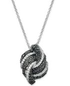 Wrapped In Love Sterling Silver Necklace, Black And White Diamond Pendant (3/4 Ct. T.w.)
