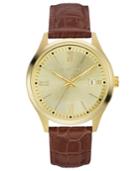 Caravelle New York By Bulova Men's Brown Leather Strap Watch 41mm