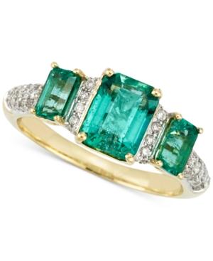 Rare Featuring Gemfields Certified Emerald (1-7/10 Ct. T.w.) And Diamond (1/5 Ct. T.w.) Ring In 14k Gold