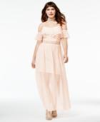 Speechless Trendy Plus Size Ruffled Cold-shoulder Gown