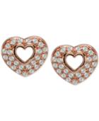 Giani Bernini Cubic Zirconia Pave Open Heart Stud Earrings In 18k Rose Gold-plated Sterling Silver, Only At Macy's