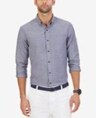 Nautica Men's Slim-fit Chambray Geo-pattern Dobby Long-sleeve Shirt