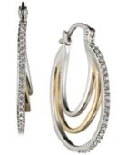 Judith Jack Two-tone Marcasite And Crystal Layer-look Pave Hoop Earrings