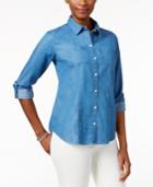 Charter Club Denim Roll-tab Shirt, Only At Macy's