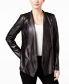 Jm Collection Petite Faux-leather Open-front Jacket, Only At Macy's