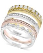 Trio By Effy Diamond 4-pc. Set Stack-look Rings (1 Ct. T.w.) In 14k Gold, White Gold & Rose Gold