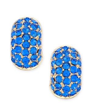 Erwin Pearl Atelier For Charter Club Gold-tone Blue Crystal Huggie Hoop Earrings, Only At Macy's