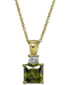 Giani Bernini Cubic Zirconia Square Pendant Necklace In 18k Gold-plated Sterling Silver, Created For Macy's