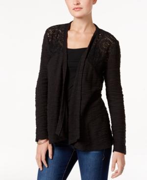 Style & Co Open-front Lace-yoke Cardigan, Created For Macy's