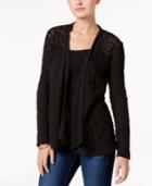 Style & Co Open-front Lace-yoke Cardigan, Created For Macy's