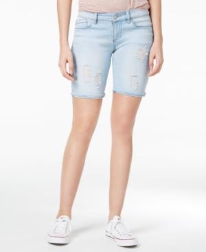 Indigo Rein Juniors' Selvedge Ripped Denim Bermuda Shorts