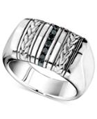 Men's Sterling Silver Ring, Black Diamond Braided Ring (1/4 Ct. T.w.)