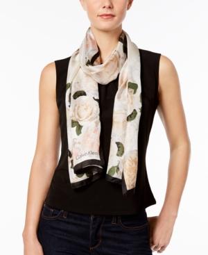 Calvin Klein Floral-print Silk Scarf
