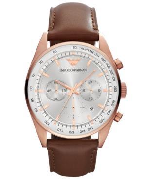 Emporio Armani Men's Chronograph Brown Leather Strap Watch 43mm Ar5995