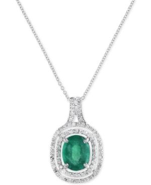 Final Call By Effy Emerald (1-1/2 Ct. T.w.) & Diamond (1/3 Ct. T.w.) Pendant Necklace In 14k White Gold