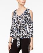 Thalia Sodi 3/4 Sleeve Tie-front Top, Created For Macy's