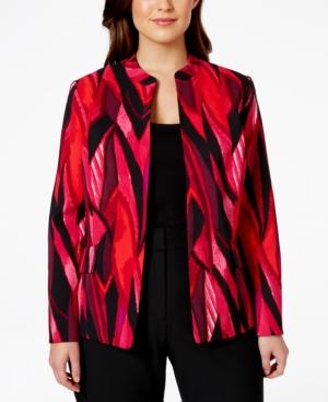 Kasper Plus Size Printed Twill Jacket