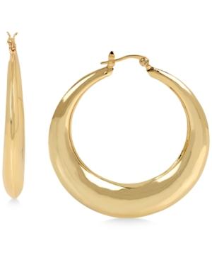 Hint Of Gold Puffed Hoop Earrings In 14k Gold-plated Metal