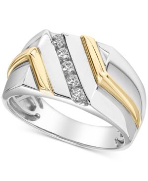 Men's Diamond Two-tone Ring (1/4 Ct. T.w.) In 10k Gold & White Gold