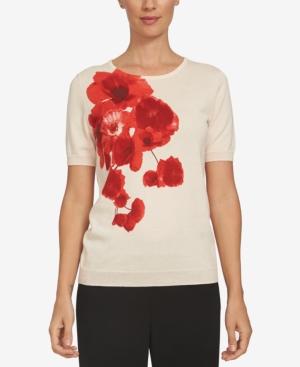 Cece Cotton Poppy-print Top