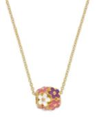 Lily Nily Children's 18k Gold Over Sterling Silver Necklace, Enamel Flower Cluster Pendant