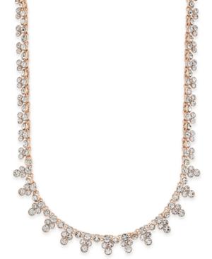 Charter Club Rose Gold-tone Crystal Cluster Strand Necklace, Only At Macy's