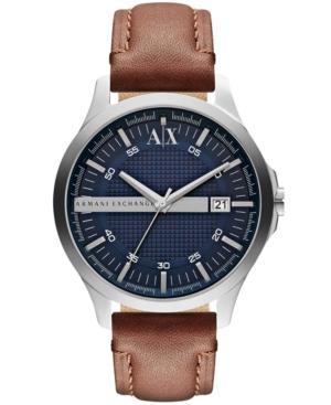 Ax Armani Exchange Men's Brown Leather Strap Watch 46mm Ax2133