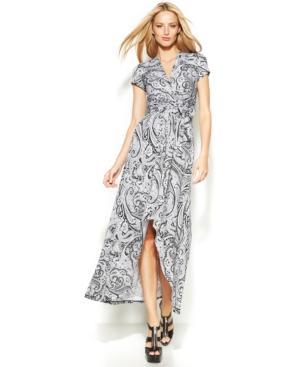 Michael Michael Kors Petite Paisley-print Faux-wrap Maxi Dress
