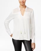 Xoxo Juniors' Pintucked Lace-inset Blouse
