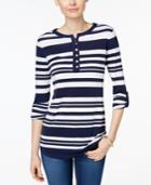 Charter Club Striped Henley Top, Only At Macys
