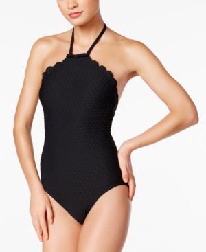 Kate Spade New York Scalloped High-neck Halter One-piece Swimsuit Women's Swimsuit