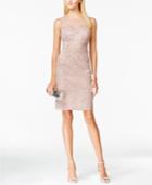 Sl Fashions Beaded Illusion Sheath Dress