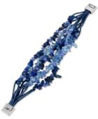 Kenneth Cole New York Silver-tone Blue Stone Multi-cord Layer Bracelet