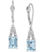 Aquamarine (2 Ct. T.w.) & Diamond (1/10 Ct. T.w.) Drop Earrings In 14k White Gold