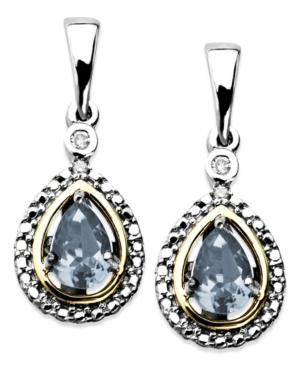 14k Gold And Sterling Silver Earrings, Aquamarine (3/4 Ct. T.w.) And Diamond Accent Teardrop Earrings