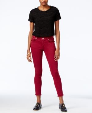 True Religion Casey Merlot Wash Cropped Skinny Jeans