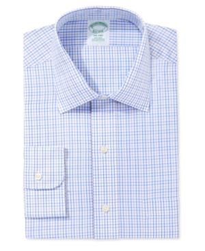 Brooks Brothers Milano Extra Slim Fit Non-iron Light Blue Plaid Dress Shirt