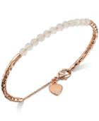 Unwritten Rose Quartz (4mm) Bangle Bracelet In Silver-plated Rose Gold-tone