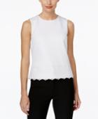 Calvin Klein Sleeveless Scuba Lace-hem Top