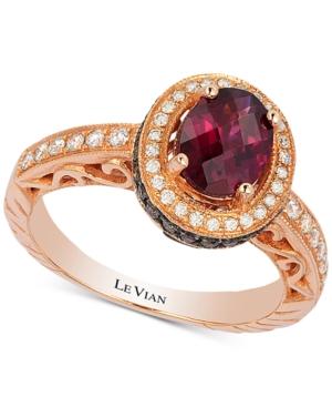 Le Vian Chocolatier Rhodolite Garnet (1-1/10 Ct. T.w.) And Diamond (3/8 Ct. T.w.) Ring In 14k Rose Gold