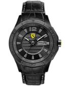 Scuderia Ferrari Watch, Men's Swiss Scuderia Black Calfskin Leather Strap 44mm 830093