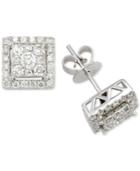 Diamond Square Stud Earrings (1 Ct. T.w.) In 14k White Gold