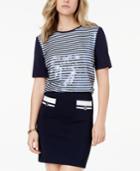 Tommy Hilfiger Sequin-striped Bow Top, Created For Macy's